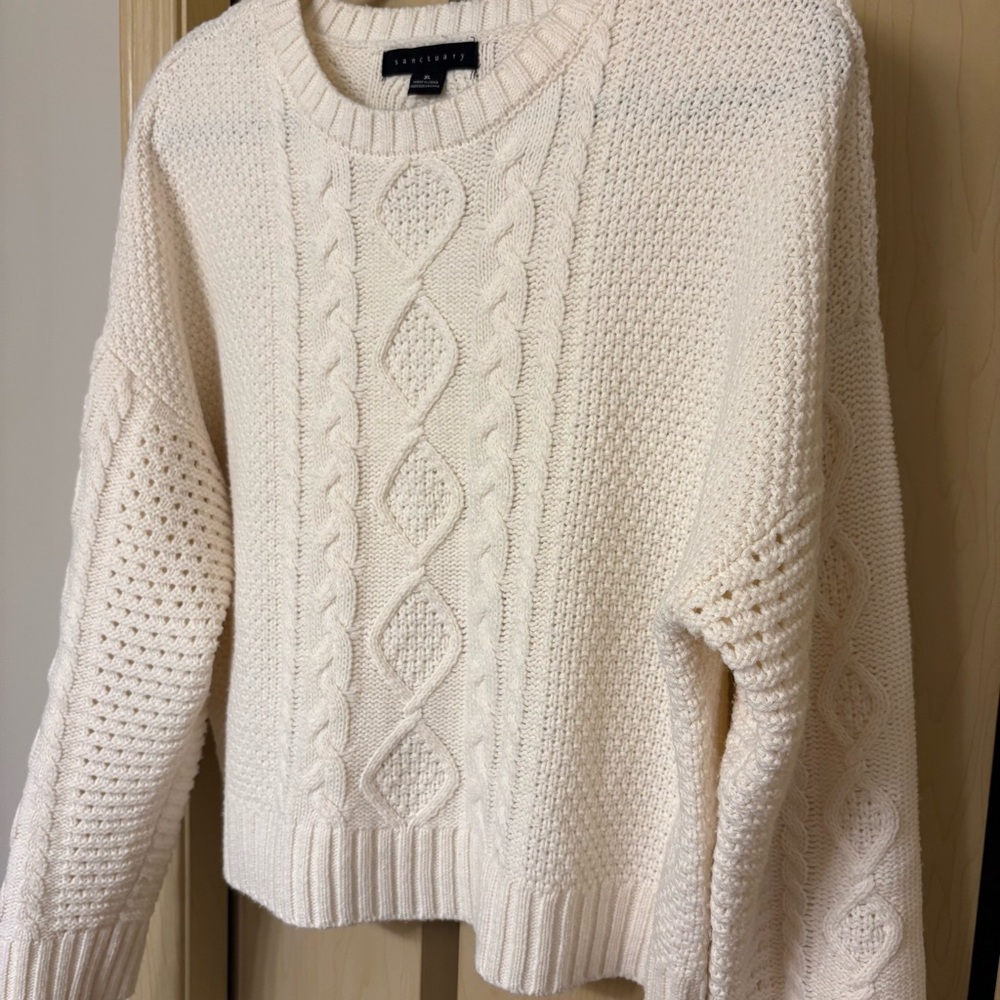 Sanctuary Ivory Cable Knit Sweater